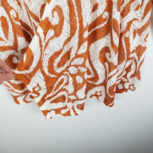 Chicos Open Front Cardigan Abstract Orange White Pointelle Lightweight 4/XXL - Picture 4 of 6